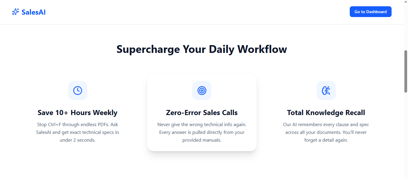 SalesAI Pro - Main product screenshot demonstrating key features and user interface
