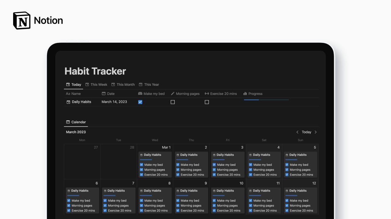 Free Notion Habit Tracker media 1