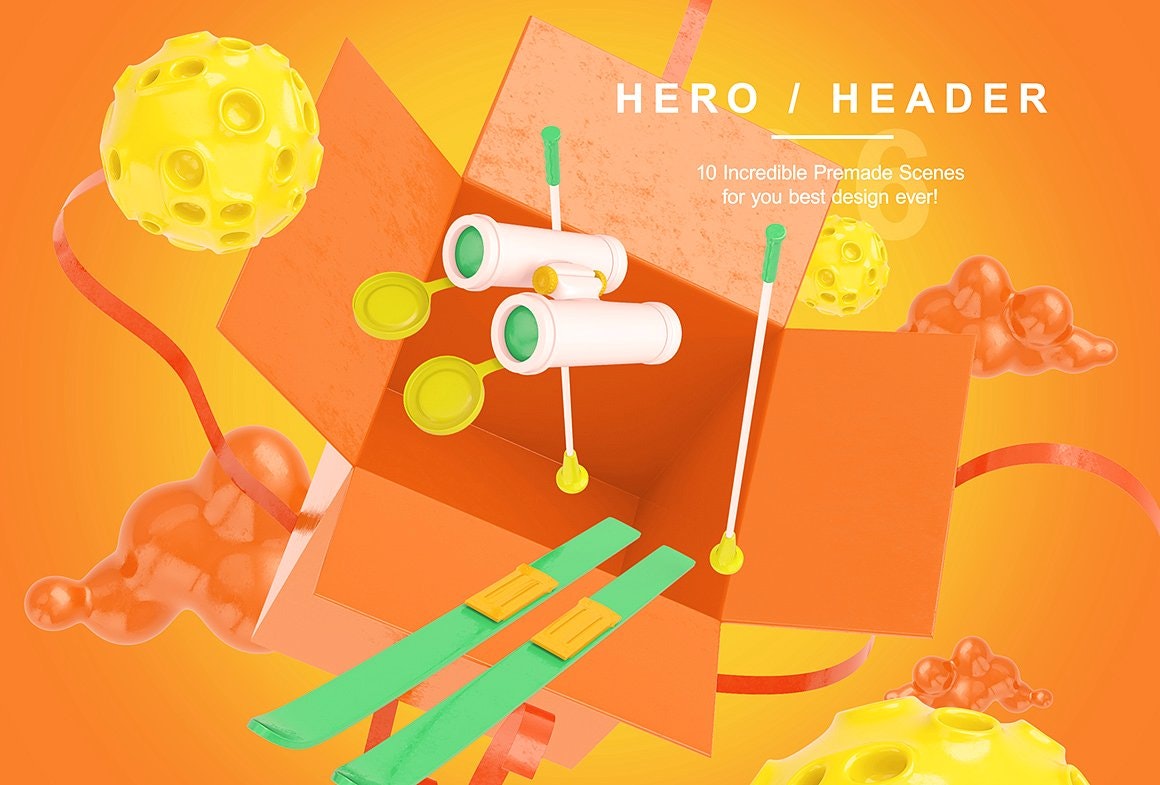 PSD Bright Travel Items Scene Generator gallery image