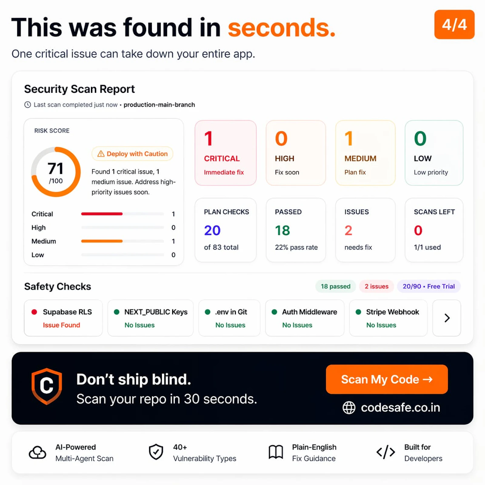 CodeSafe — Security Scanner for Founders screenshot 4