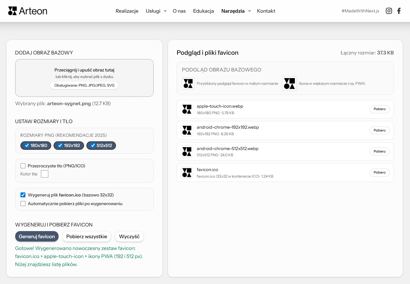 Free Favicon & App Icon Generator - Main product screenshot demonstrating key features and user interface