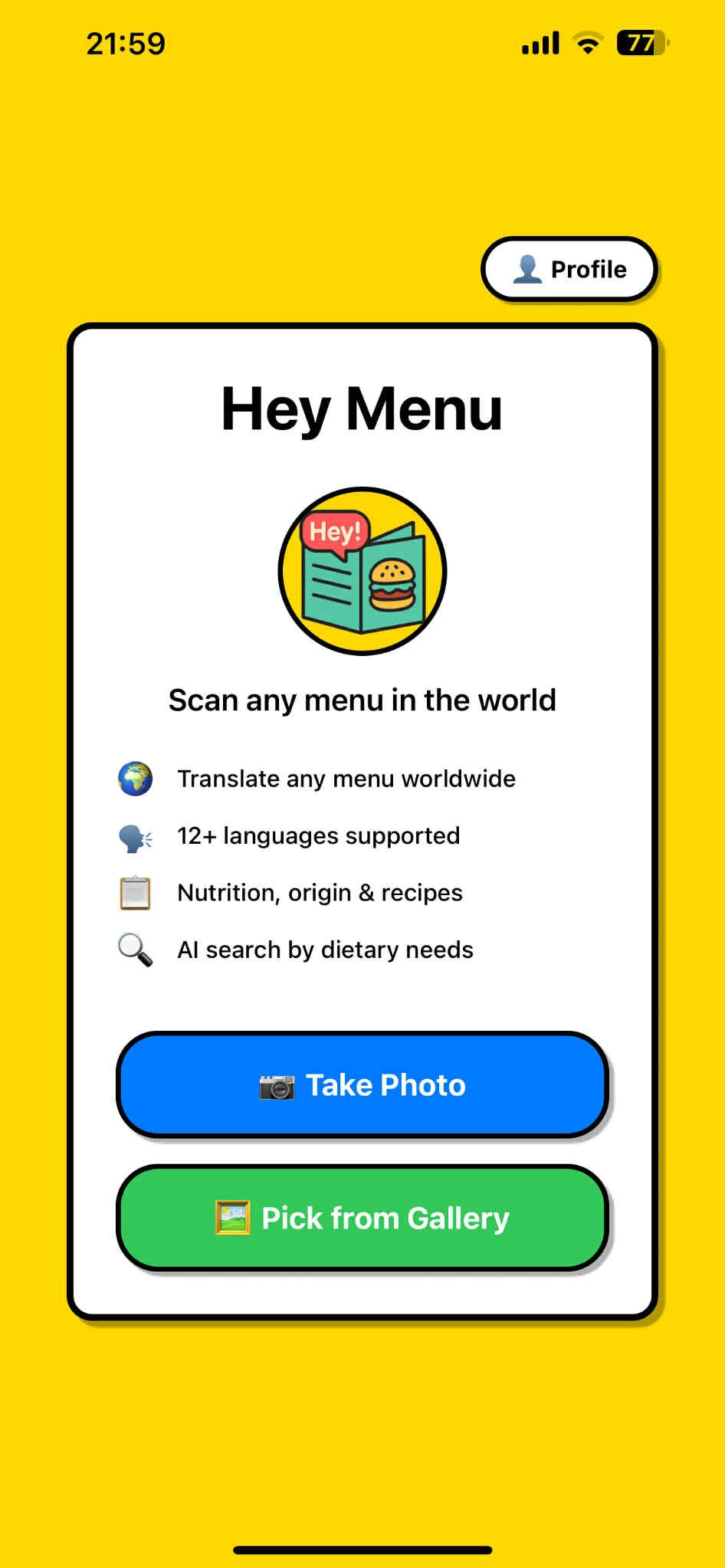 Média Hé menu - Ne risquez pas la vie sur le menu local - Menu-scan, voyage, allergie à la nourriture, durée de vie des risques, menu local 2