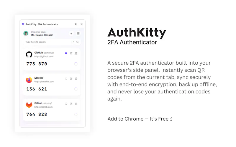 AuthKitty: 2FA Authenticator screenshot 2