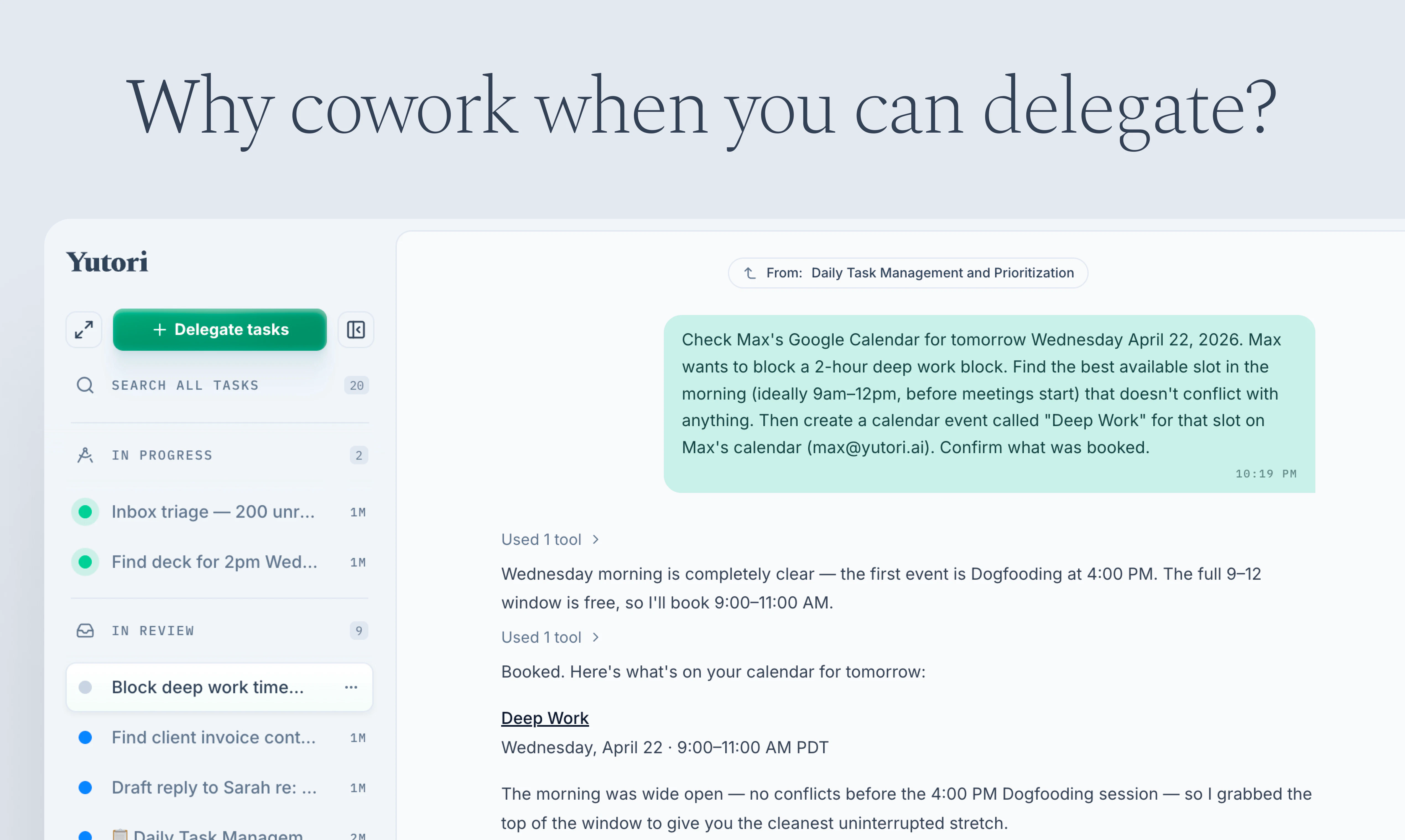 Yutori Delegate screenshot 1