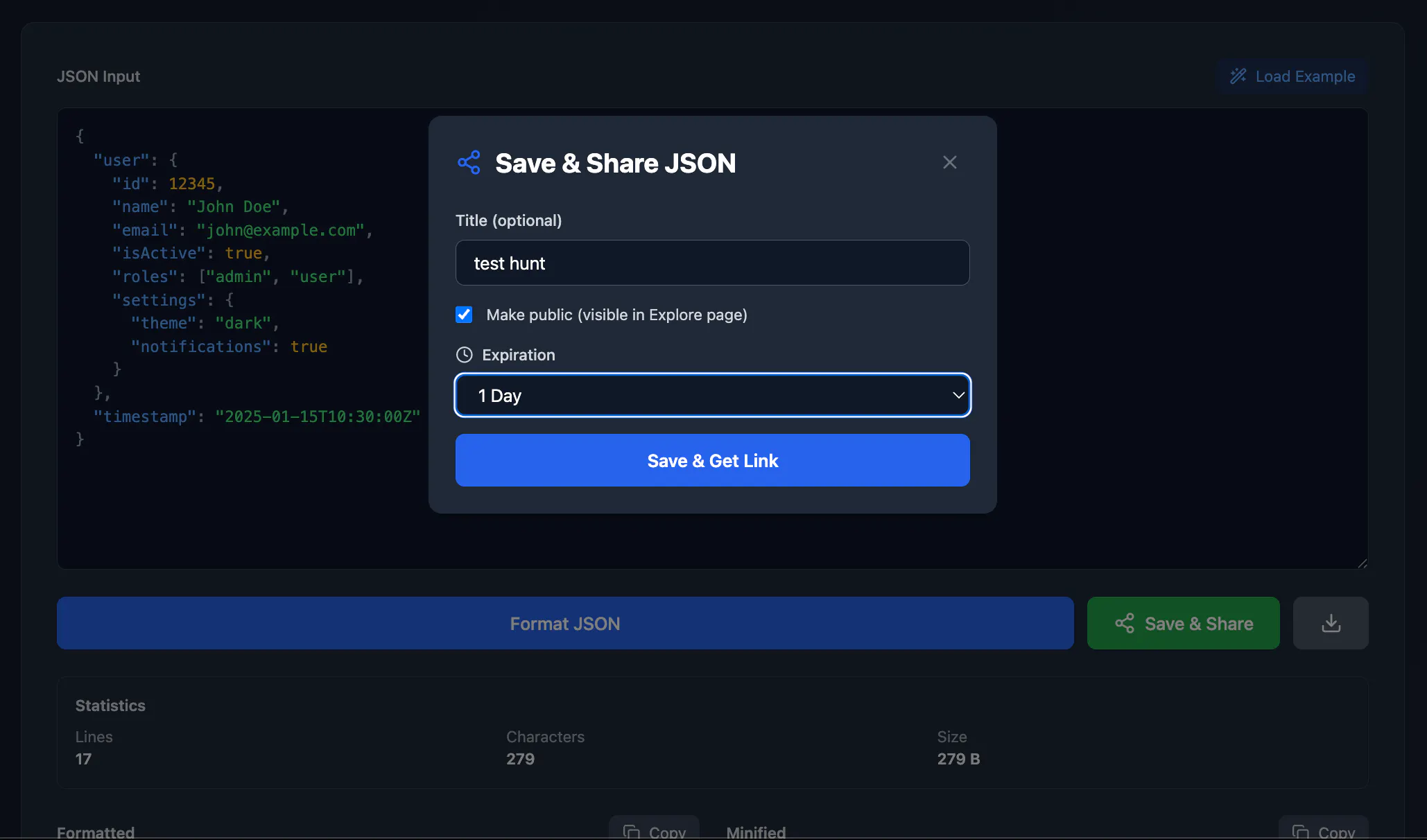 JSON Formatter Blob Viewer gallery image