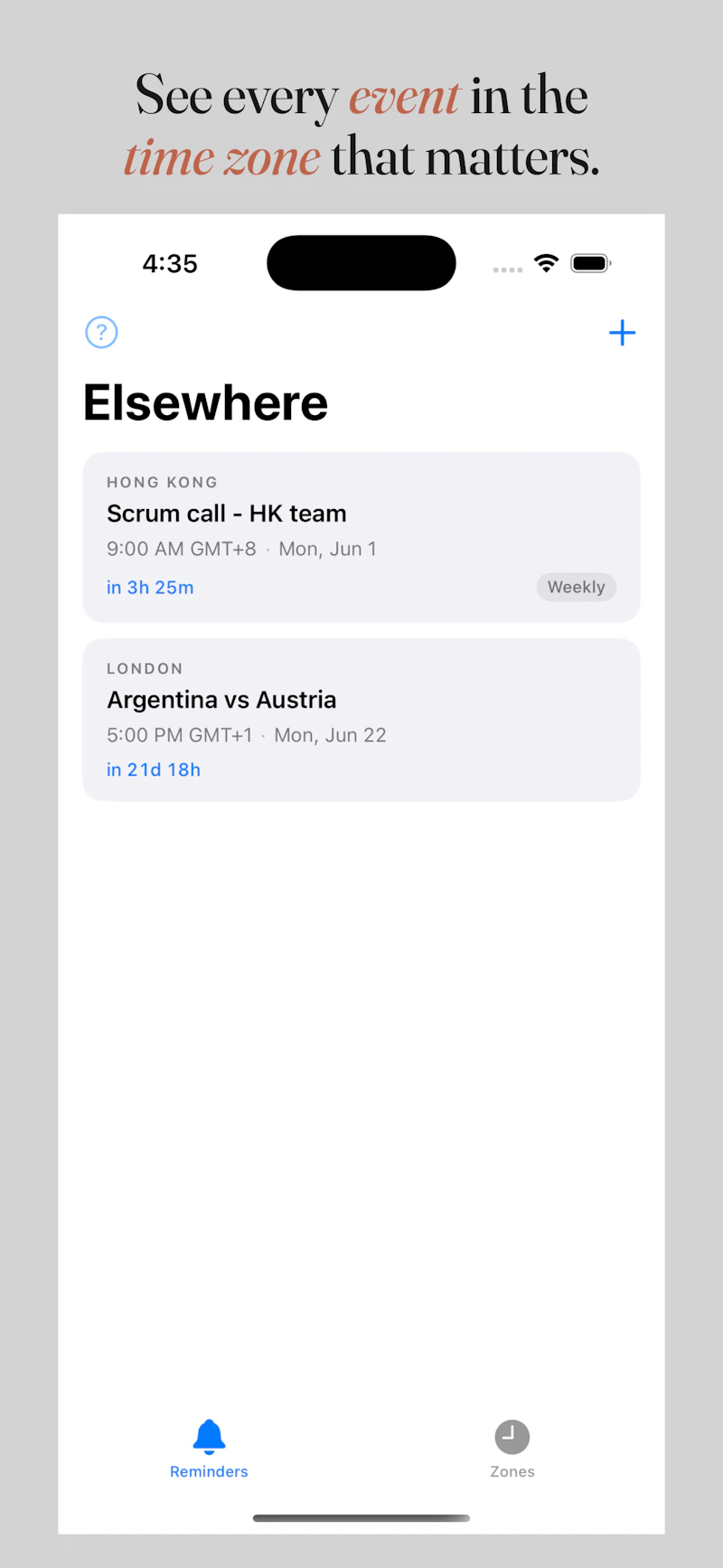 Elsewhere Reminders screenshot 1