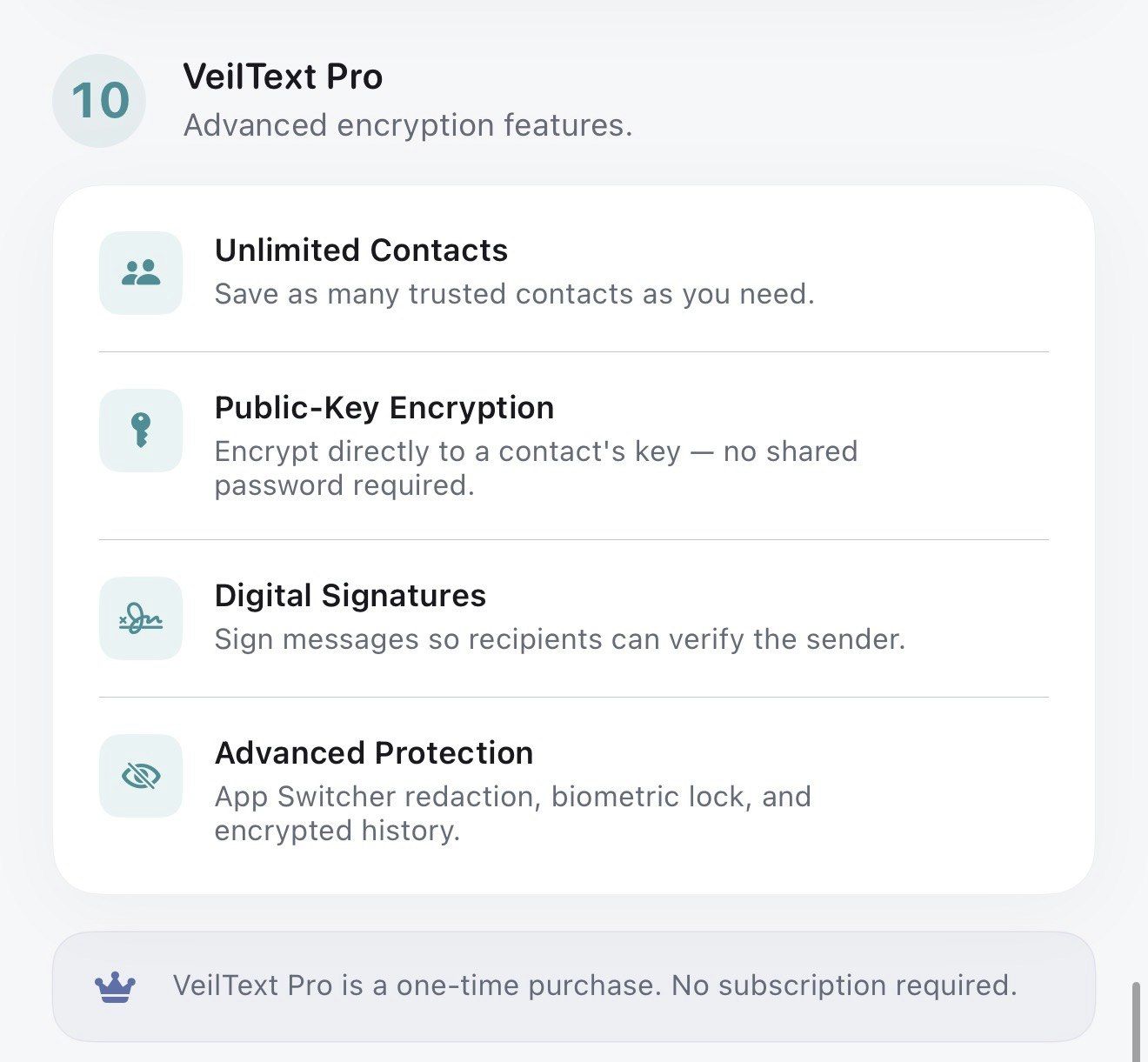 Veiltext Encrypt anything Send anywhere. gallery image