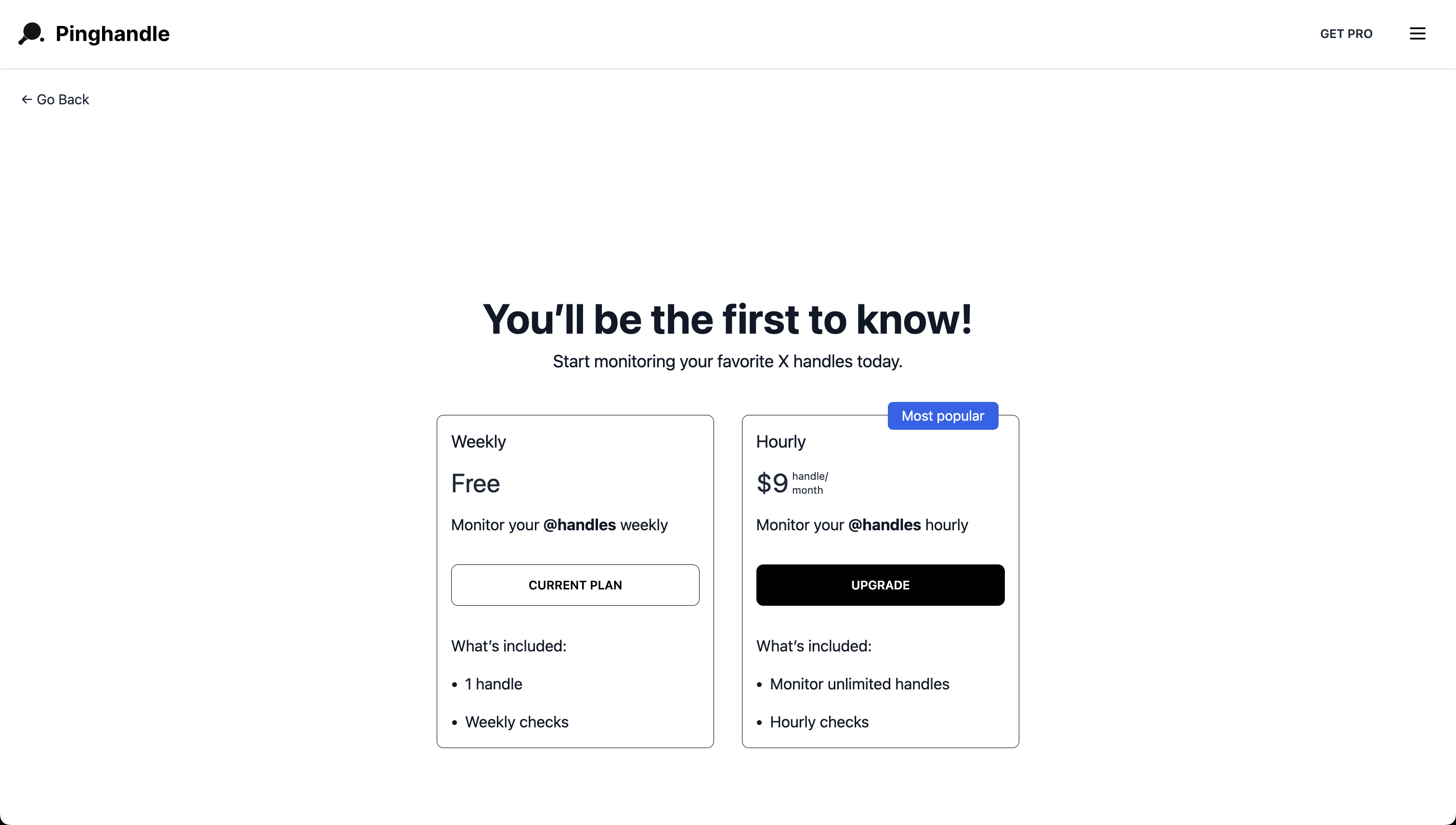 وسائط Pinghandle - يتتبع Twitter مقابض وتنبيهات عند توفرها 3