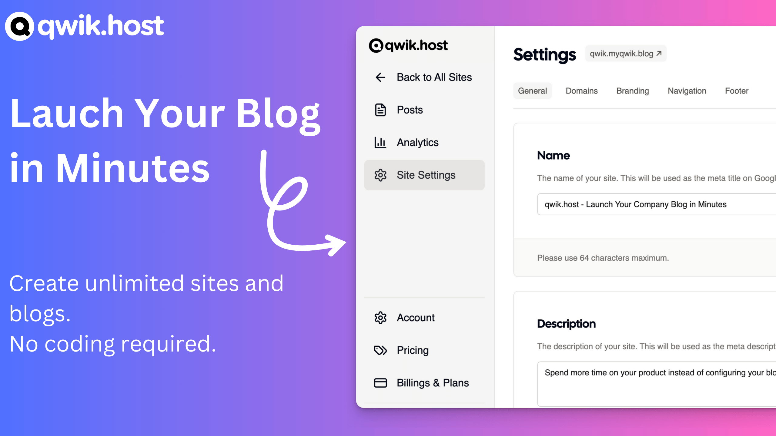Mídia 1 de qwik.host - Lançar o blog da sua empresa em minutos