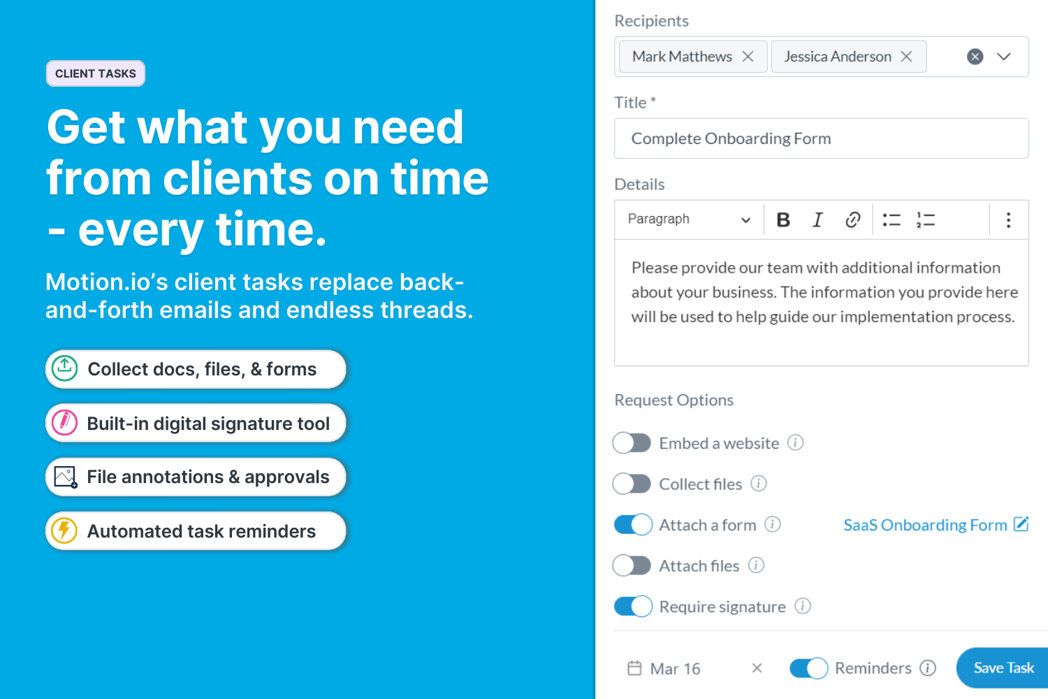Motion.io - Software di onboarding client - Portali Project Management media 4