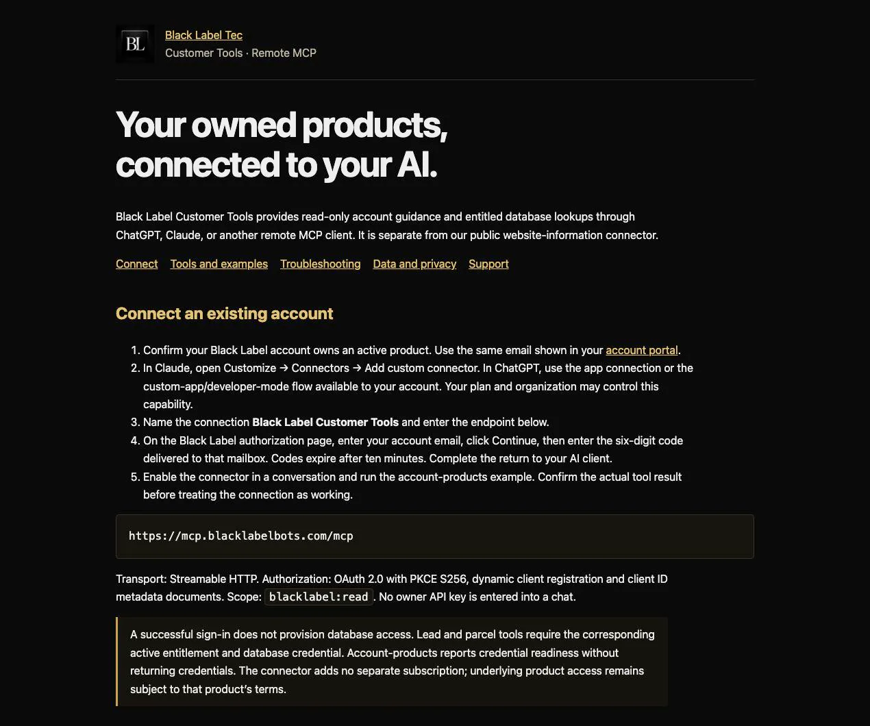 Black Label Customer Tools gallery image