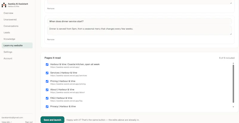 Keep visitors with Awekia AI Assistant  screenshot 4
