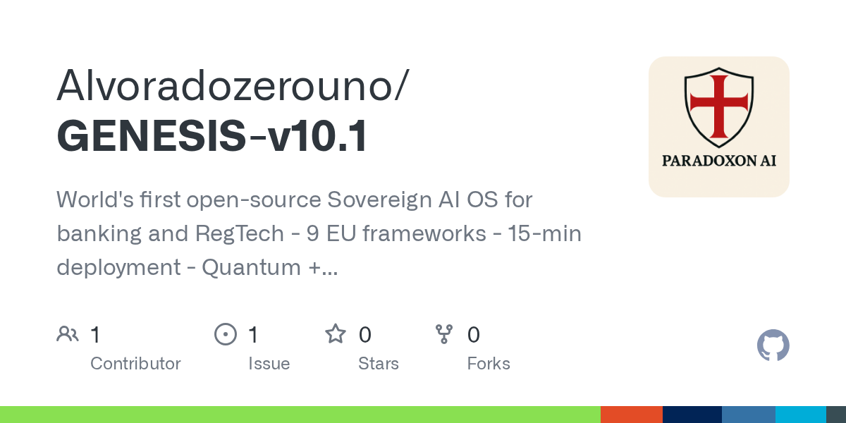 GitHubGENESIS v10.1 - Sovereign AI OS - Main product screenshot demonstrating key features and user interface