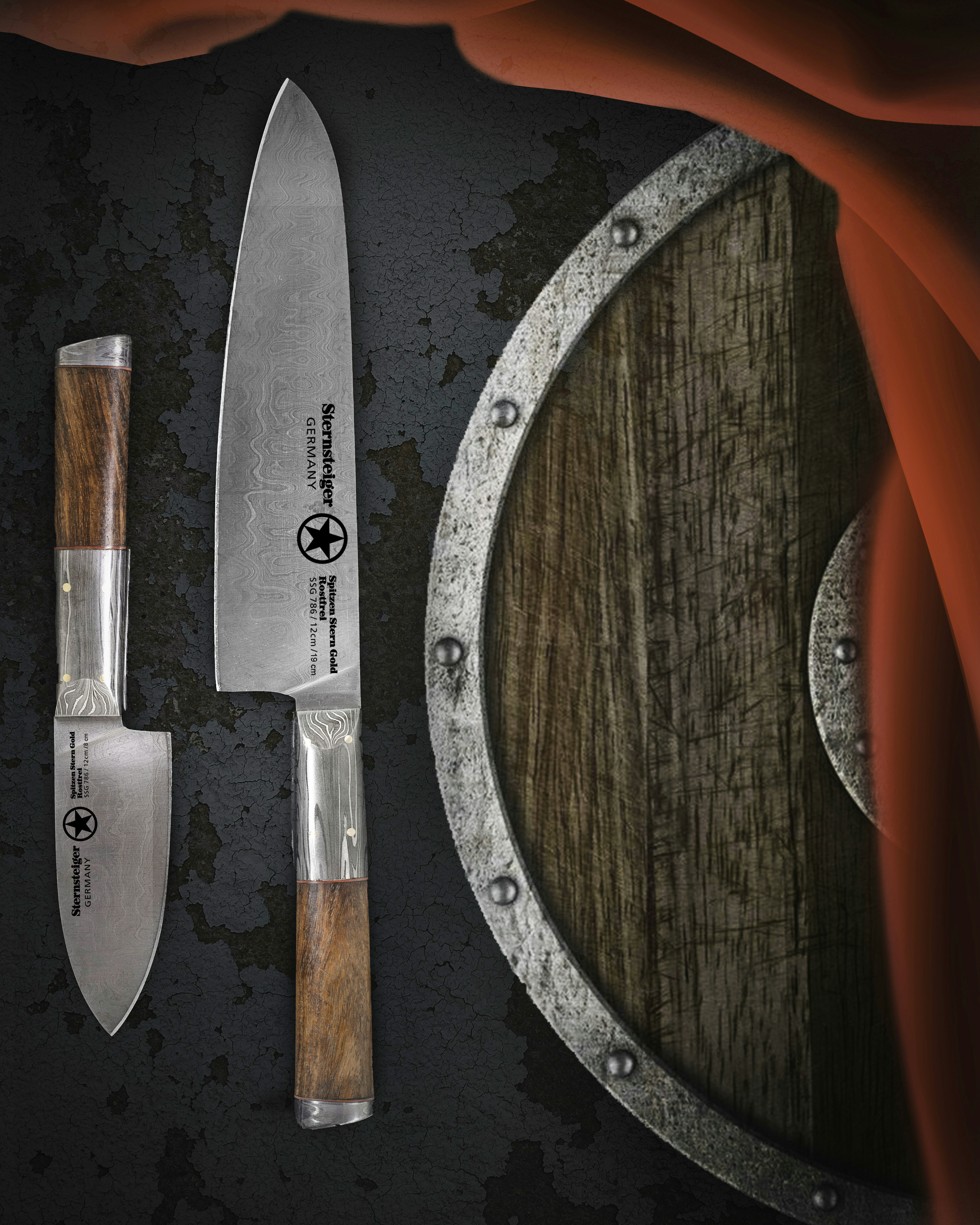 Marcus Aurelius Damasco Knife Series - Serie di coltelli Damasco a mano commerciale. media 6