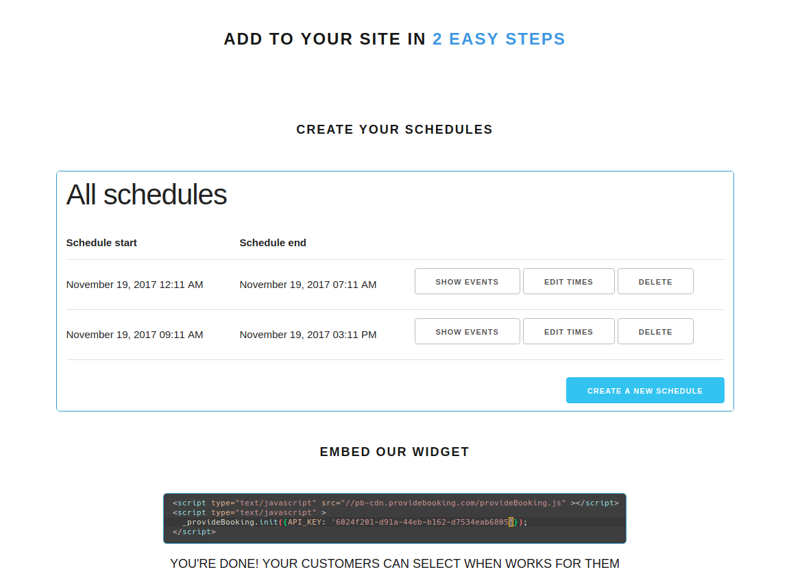 Provide Booking gallery image