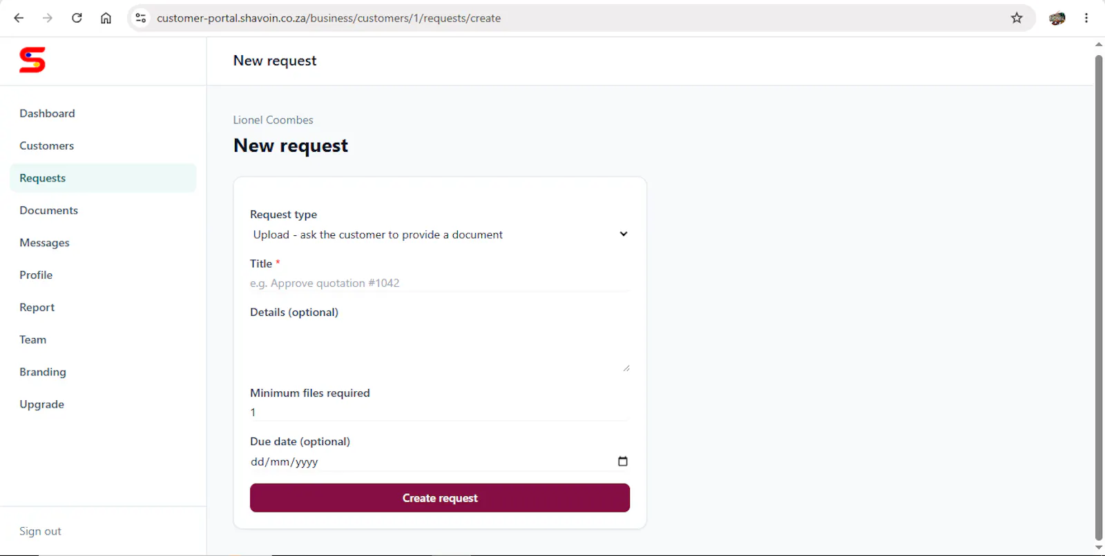 Shavoin Customer Portal screenshot 2
