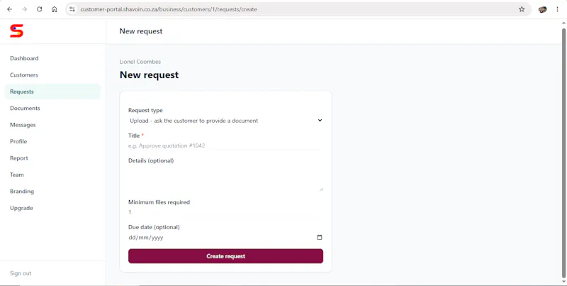 Shavoin Customer Portal screenshot 2