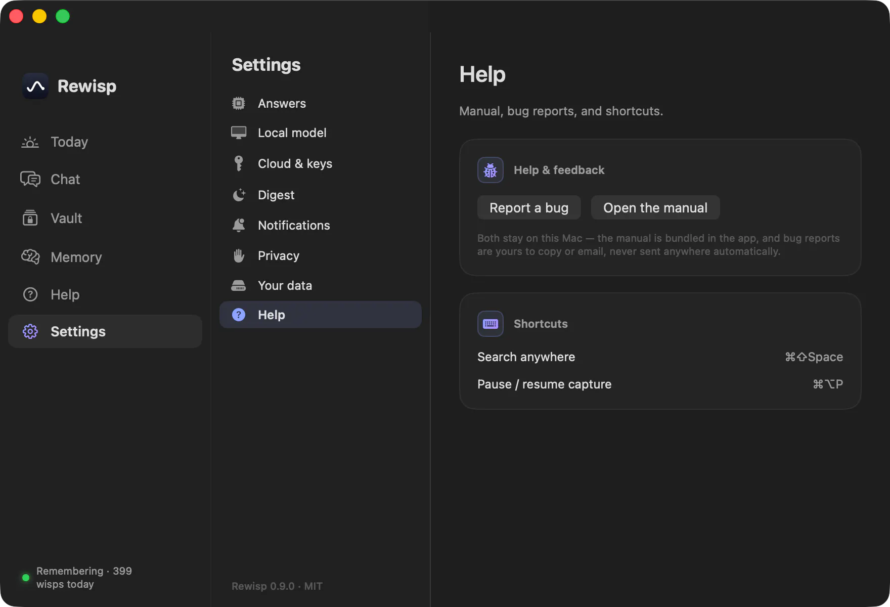 Rewisp — an ambient memory for your Mac screenshot 5