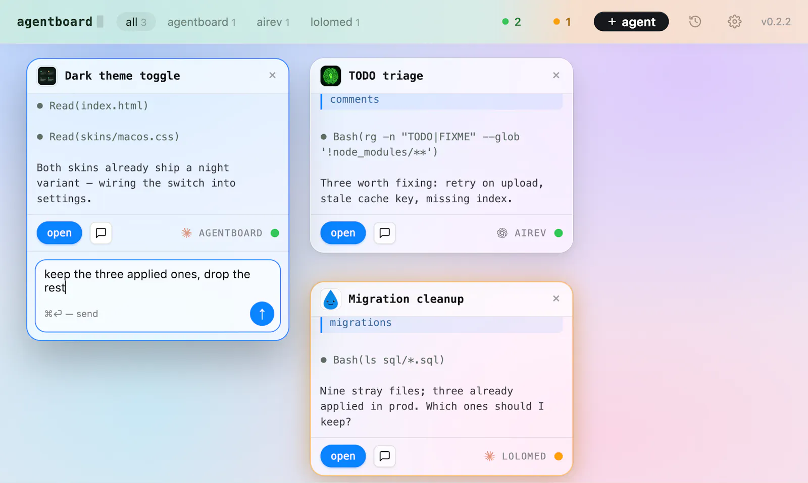 AgentBoard screenshot 2
