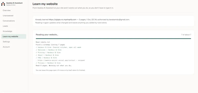 Keep visitors with Awekia AI Assistant  screenshot 3