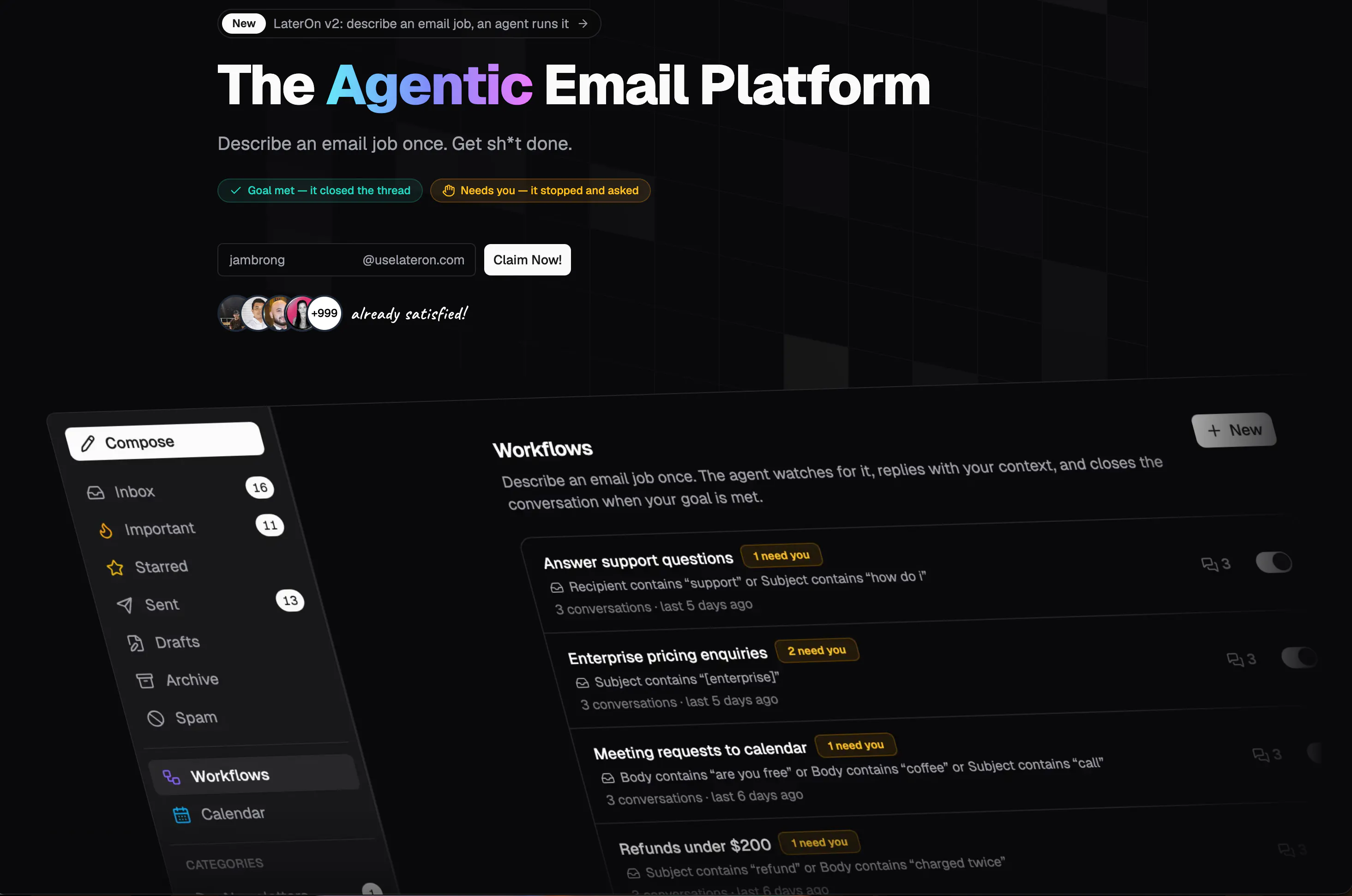 LaterOn v2: The agentic email plaftform gallery image