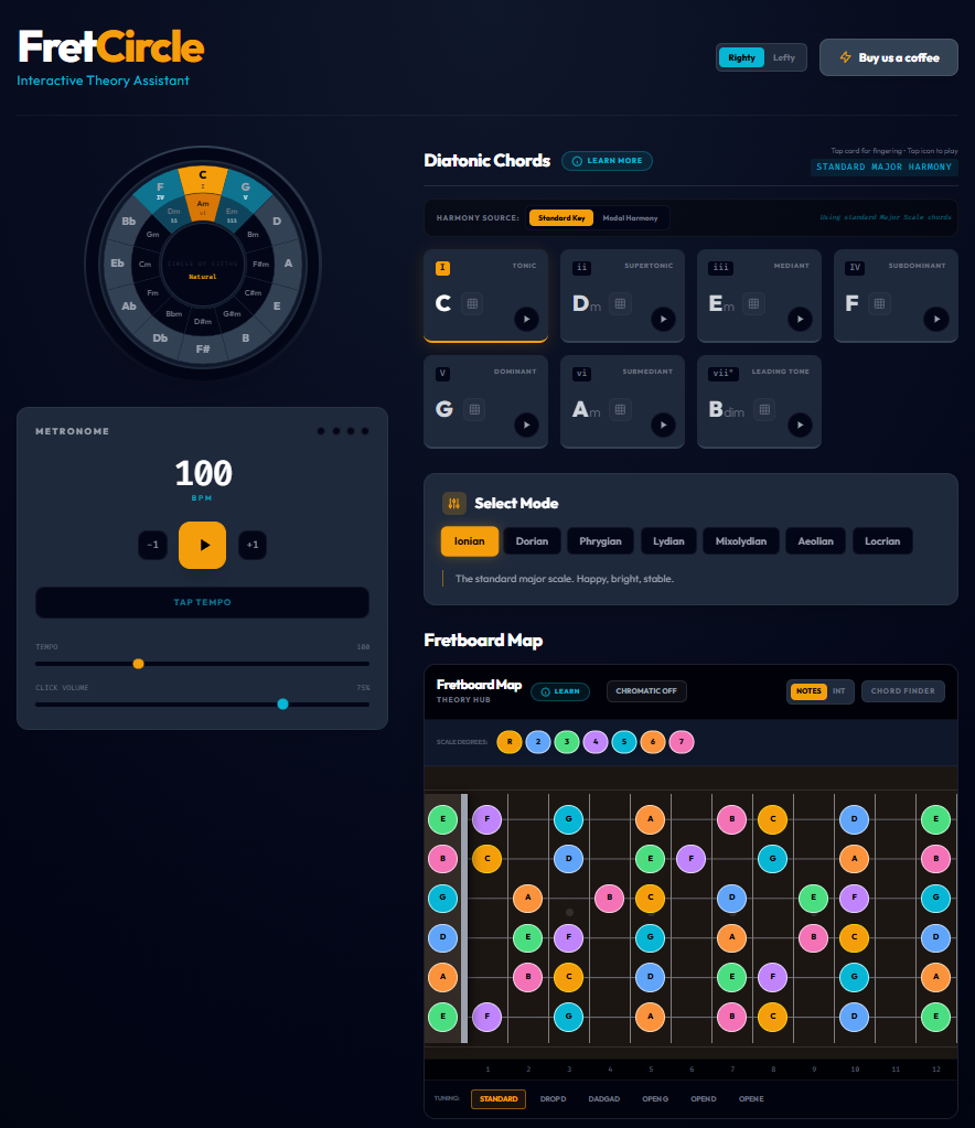 FretCircle - Main product screenshot demonstrating key features and user interface