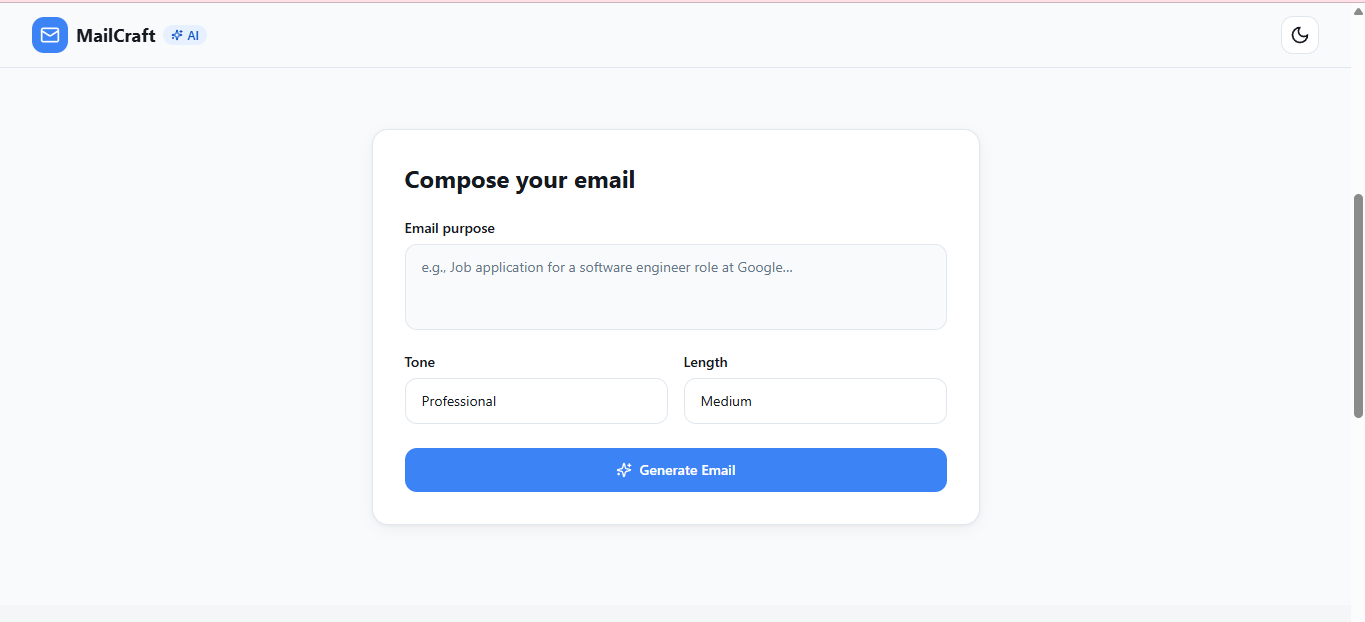 AI Email Generator - Screenshot 2 showing product features and functionality