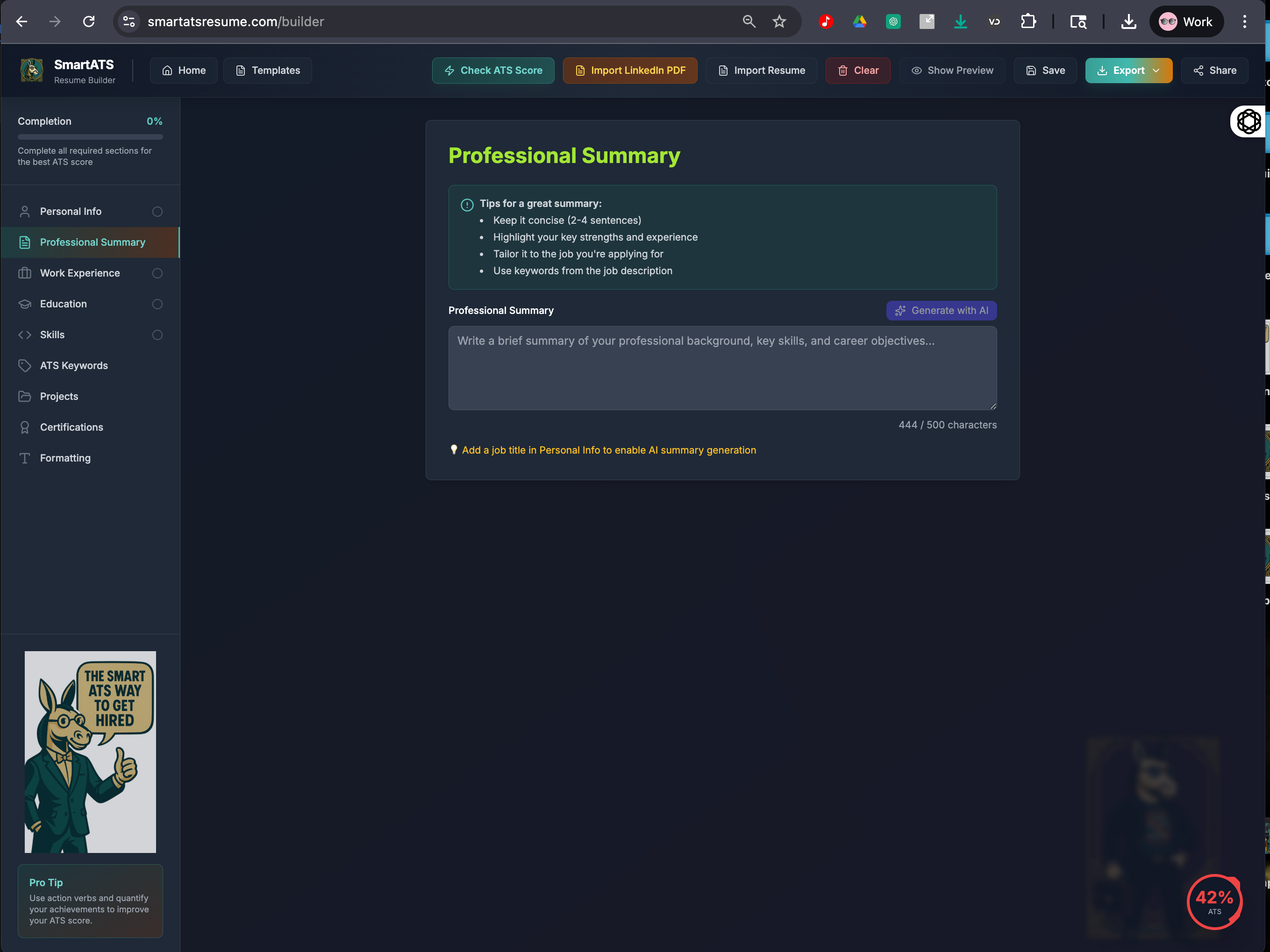 Smart ATS Resume - Screenshot 3 showing product features and functionality