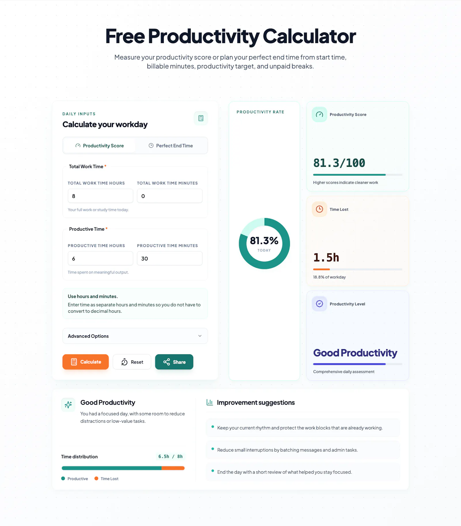 Productivity Calculator screenshot 3