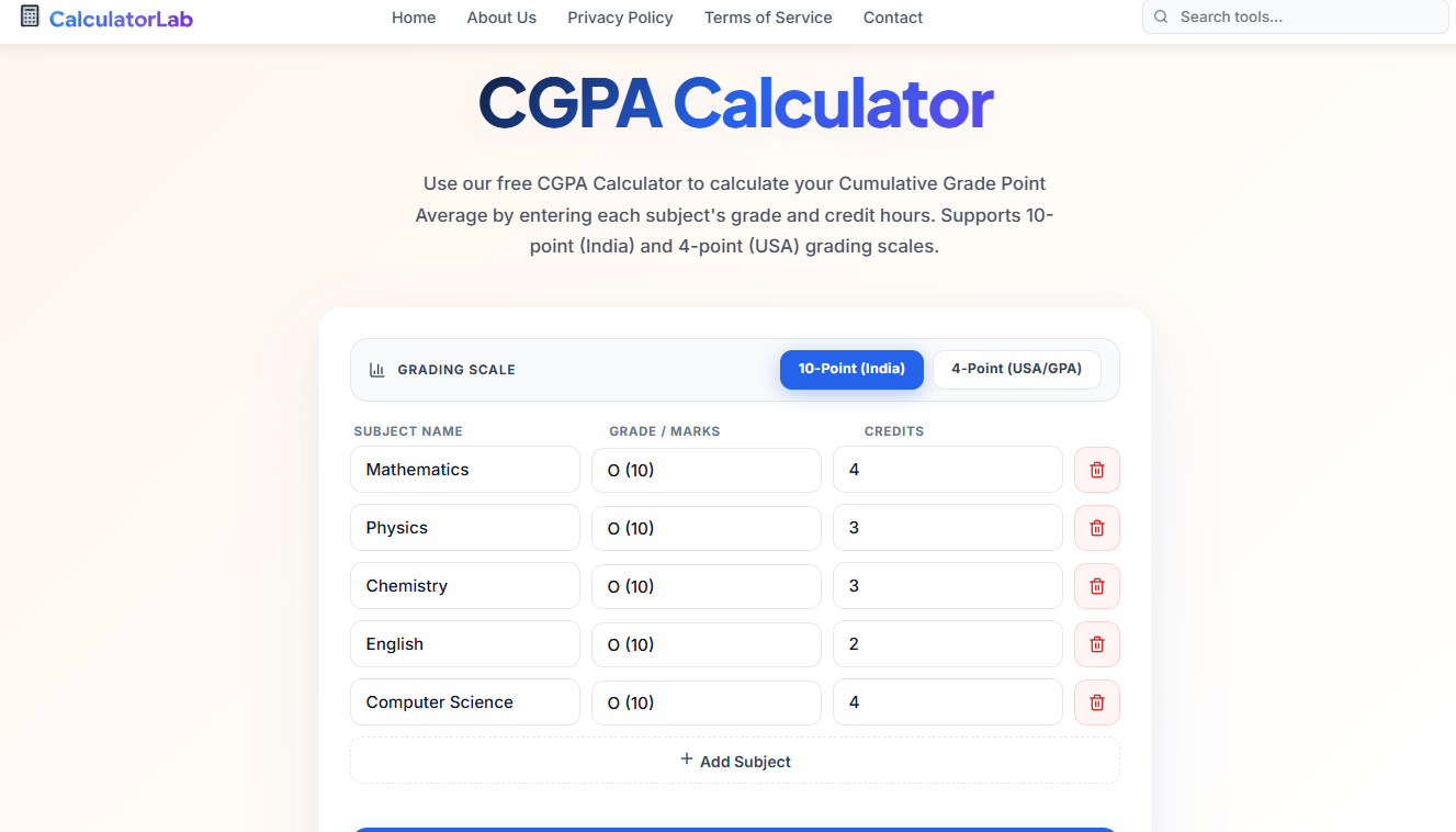 Grade to CGPA Calculator gallery image