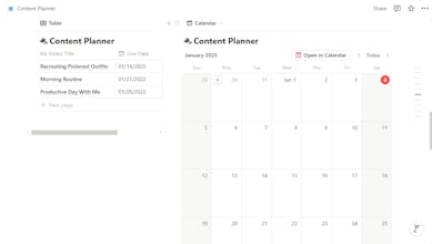 notion template for content creators gallery image