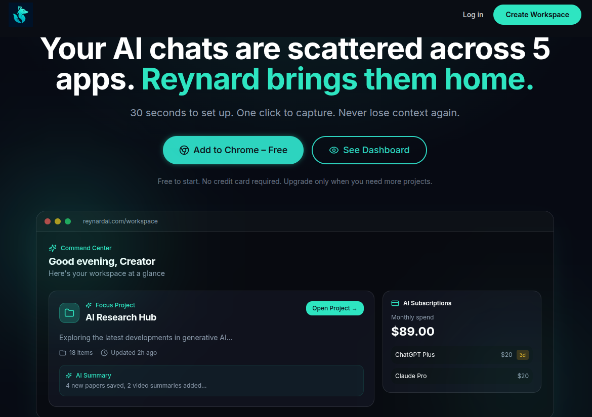 Reynard - Screenshot 2 showing product features and functionality