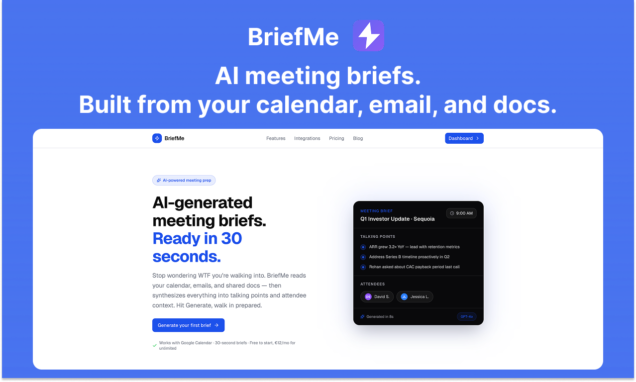 BriefMe - Screenshot 2 showing product features and functionality
