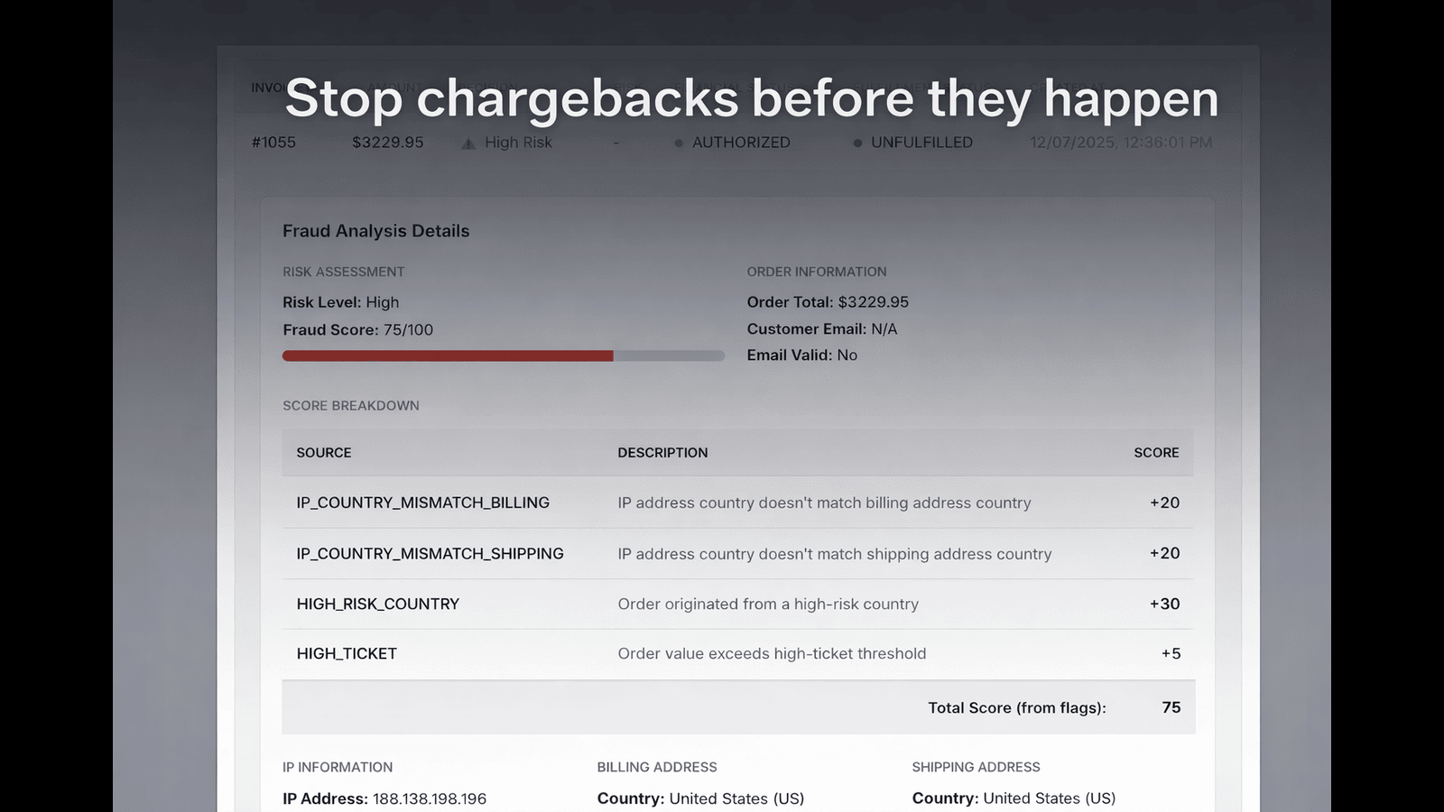 Fraudless – Fraud Protection for Shopify - Main product screenshot demonstrating key features and user interface