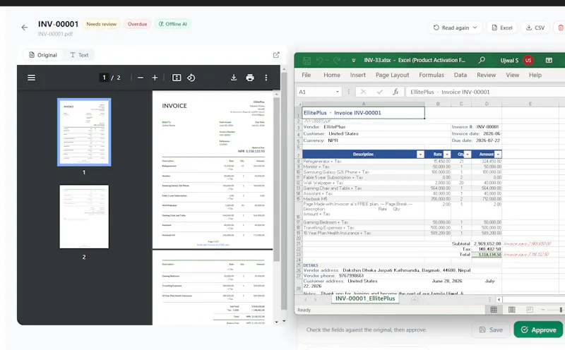 InvoicePro — invoices to Excel, offline screenshot 1