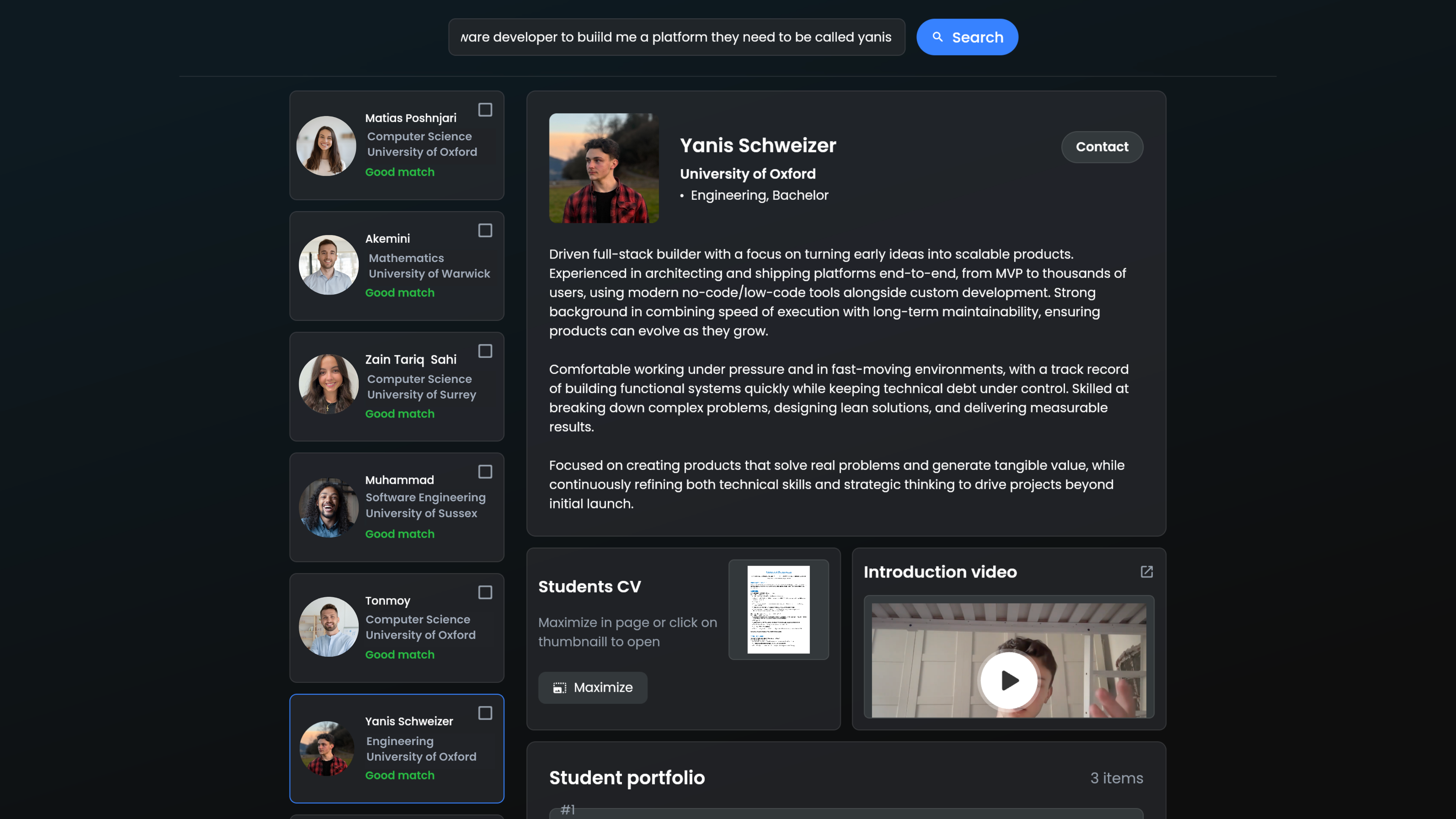 Student Semantic Search Function - Screenshot 3 showing product features and functionality