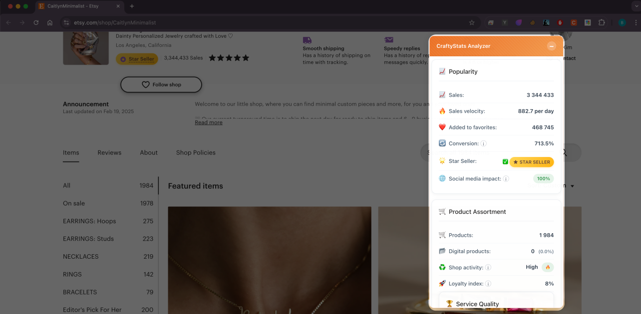 Craftystats: outil d'analyse Etsy media 6