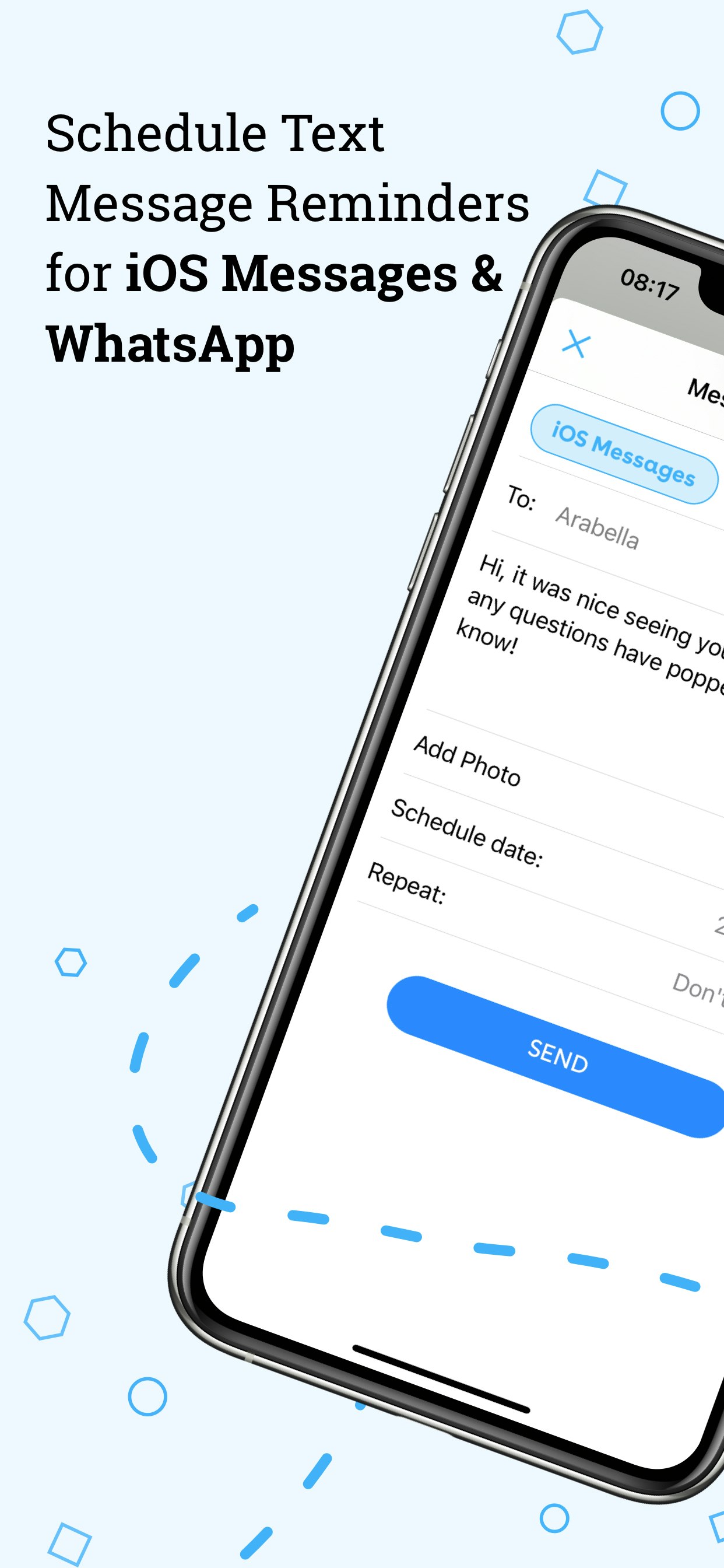 Geplant für iOS -Nachrichten & WhatsApp - Planen Sie Ihre Texte über iOS -Nachrichten und WhatsApp Medien 2
