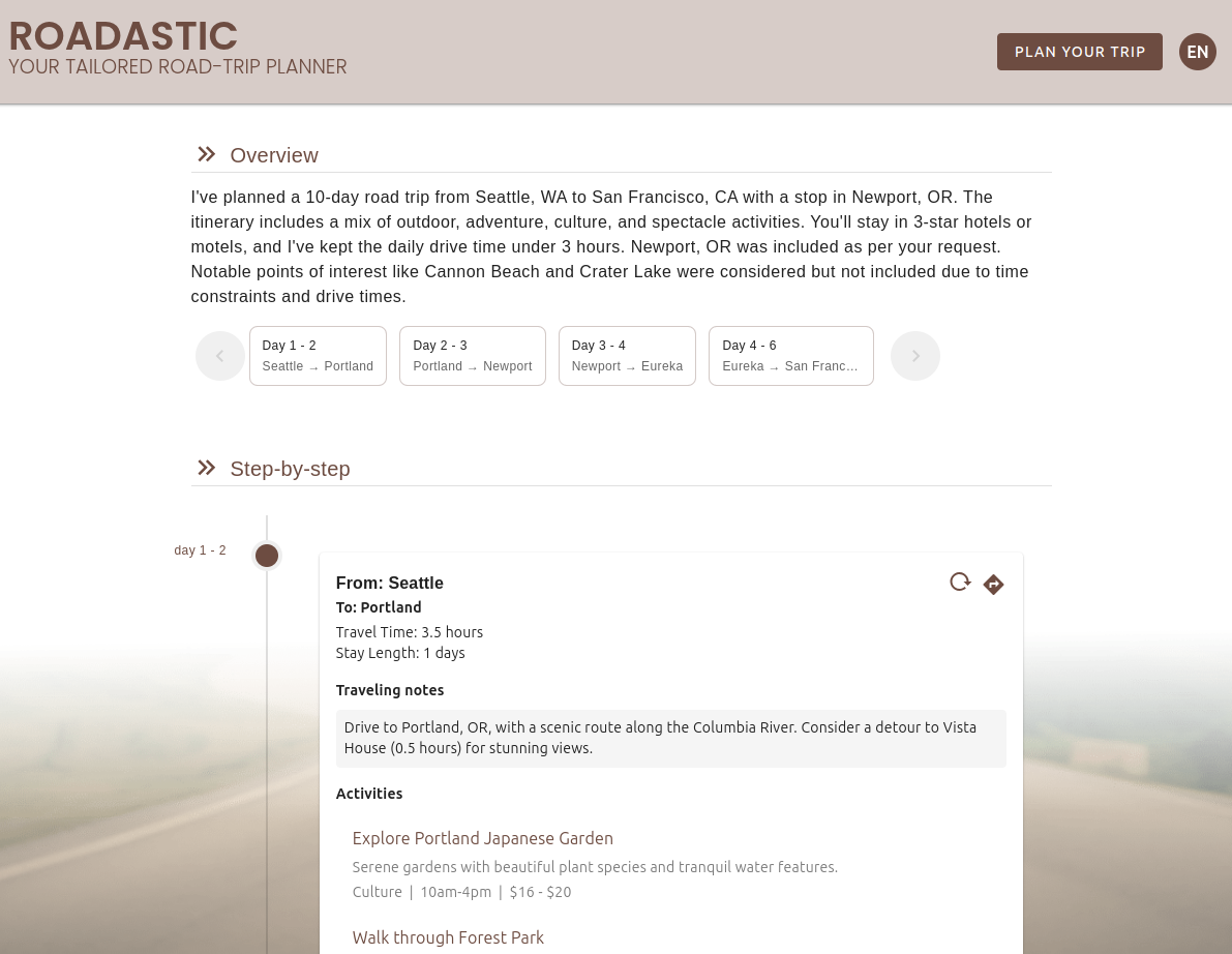 Roadastic - Планируйте живописные дорожные поездки - найдите отели по вашему маршруту медиа 2