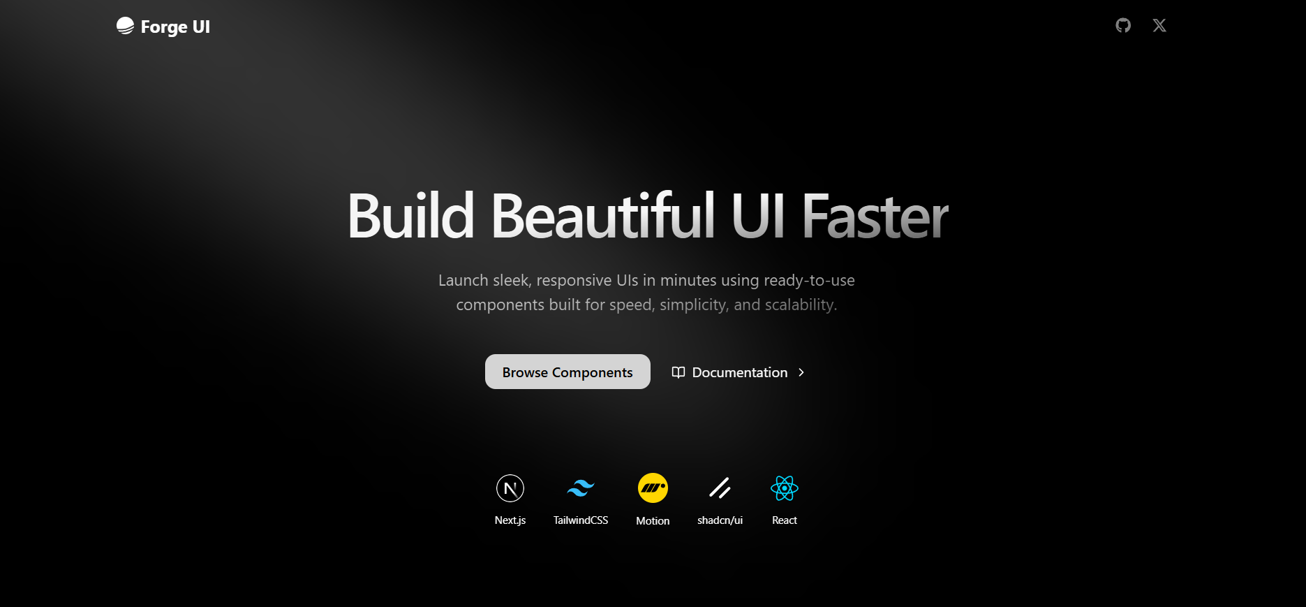 ForgeUI - Main product screenshot demonstrating key features and user interface