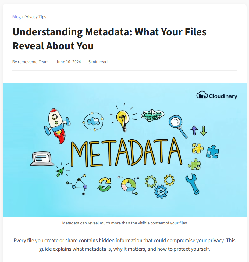 Mídia 5 de removemd - Remova metadados de imagens e documentos online