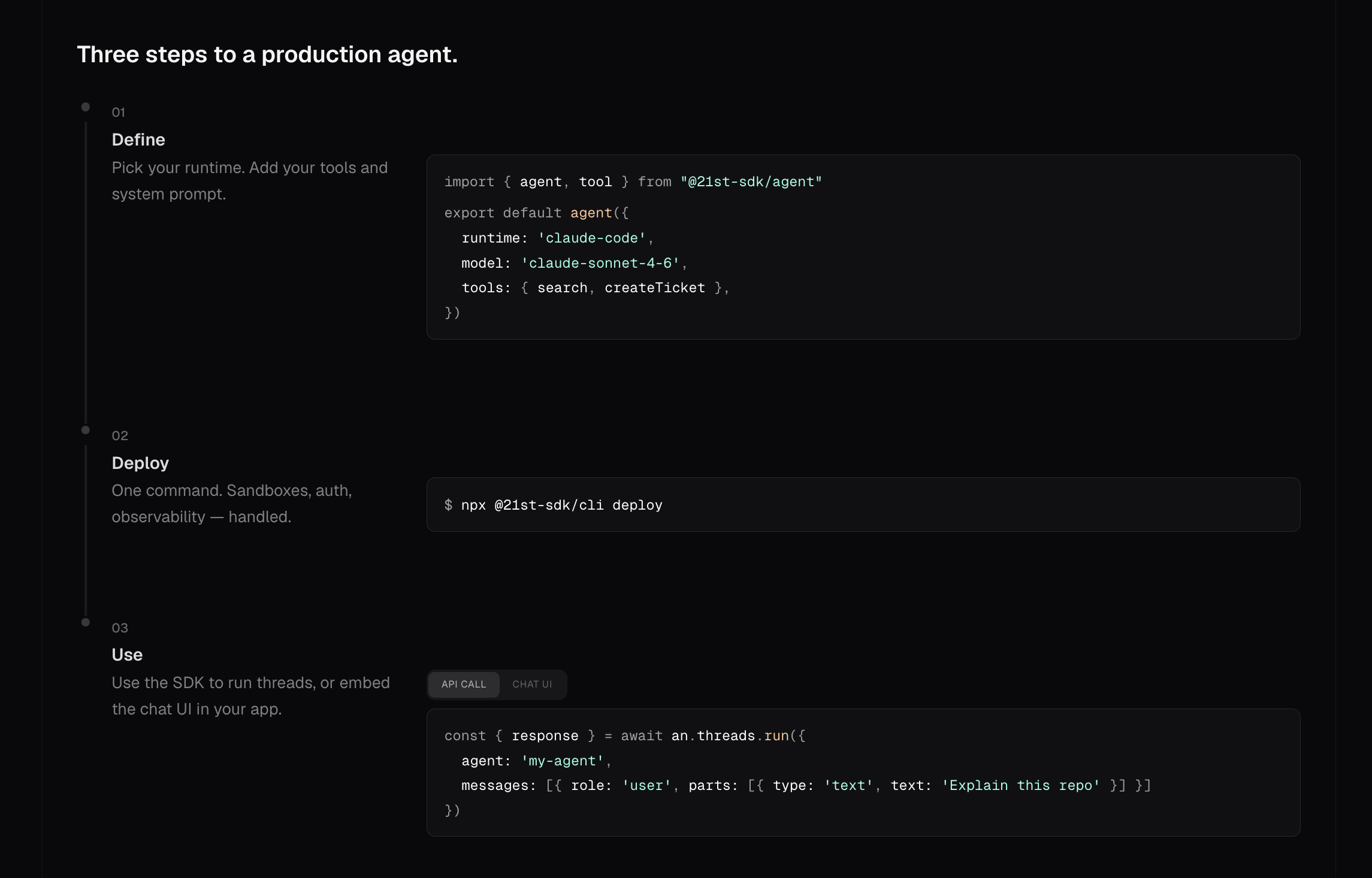 21st Agents SDK - Screenshot 3 showing product features and functionality