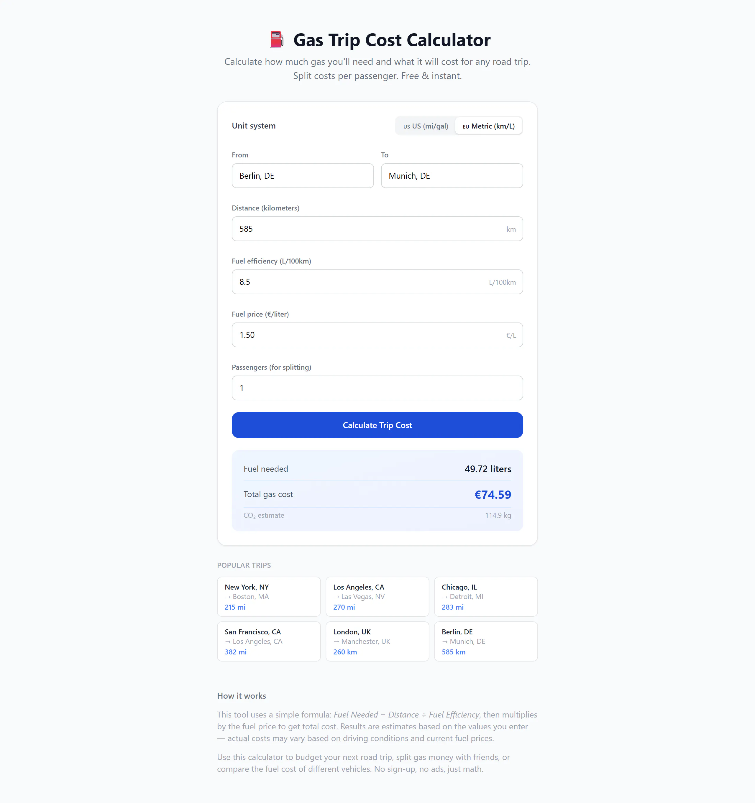Gas Trip Cost Calculator gallery image