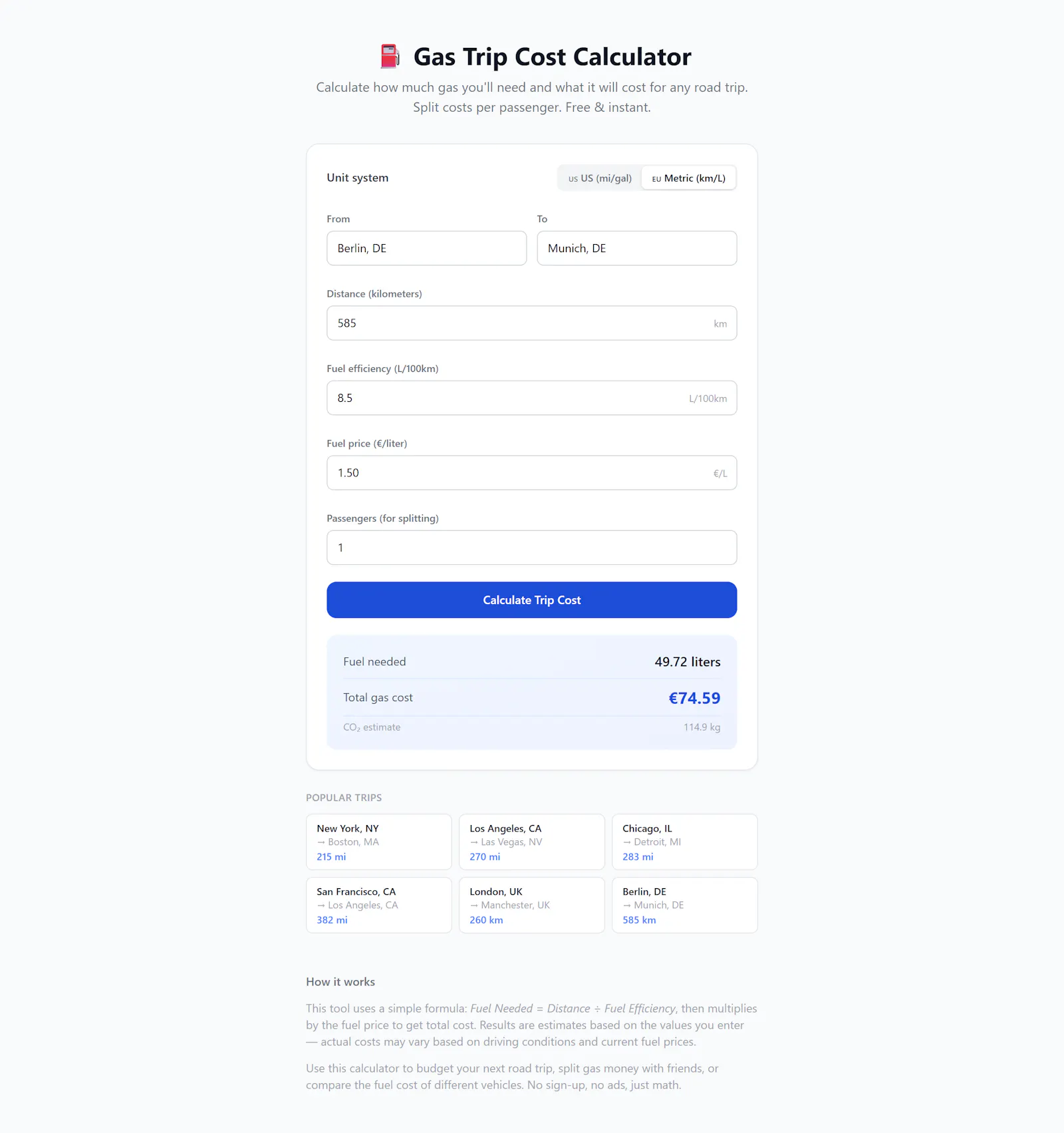 Gas Trip Cost Calculator screenshot 3