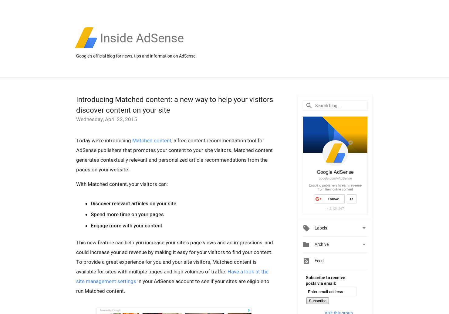 Google Matched Content