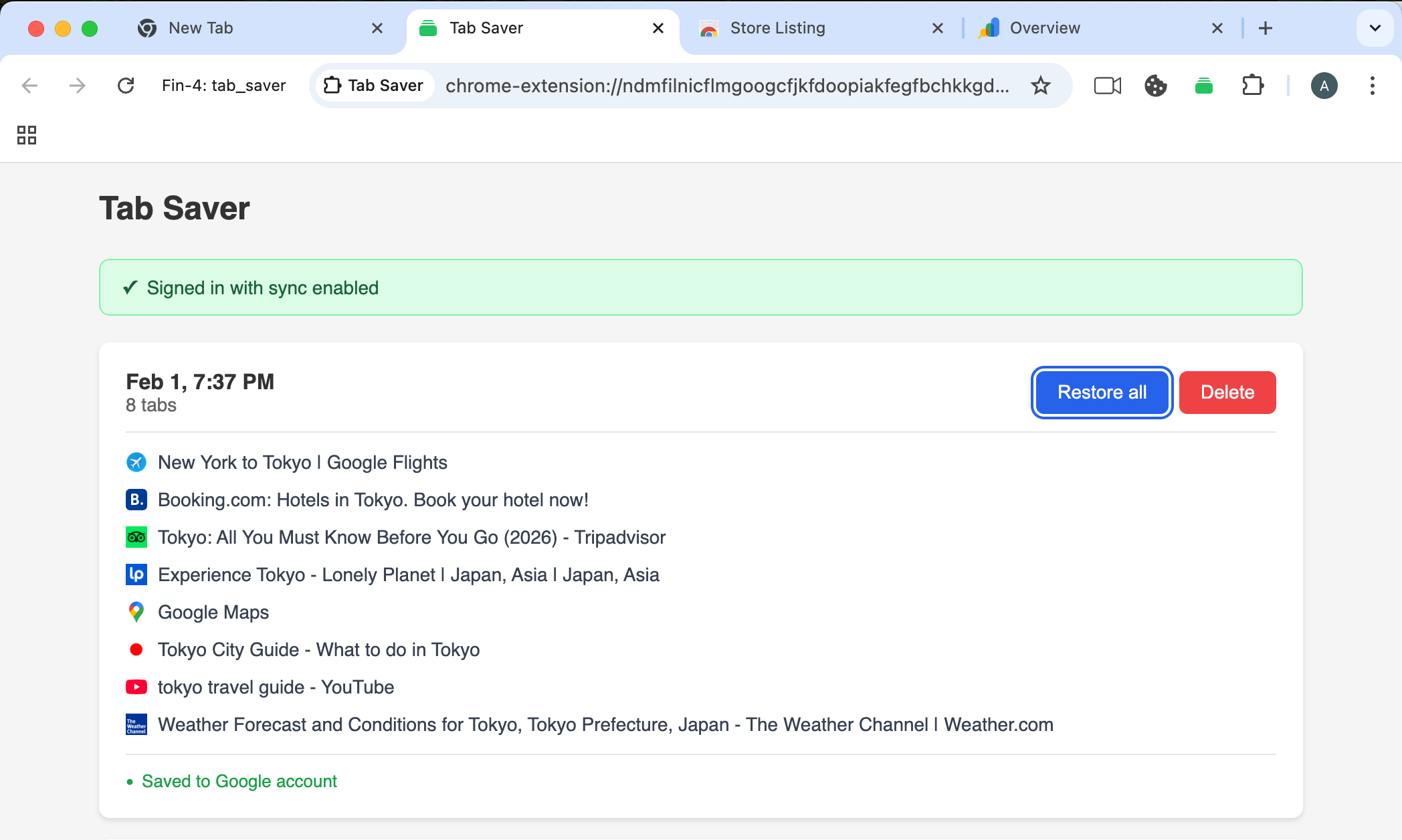 Tab Saver - Screenshot 4 showing product features and functionality