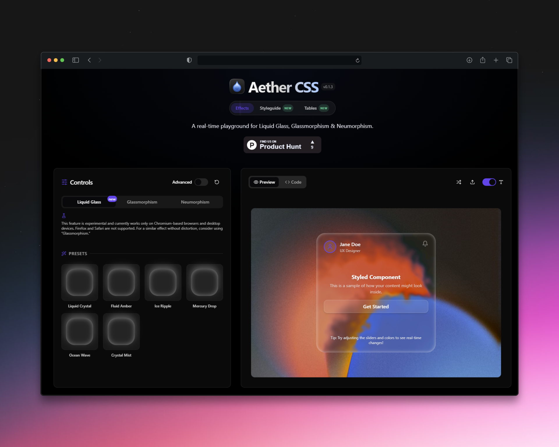 Aether CSS gallery image