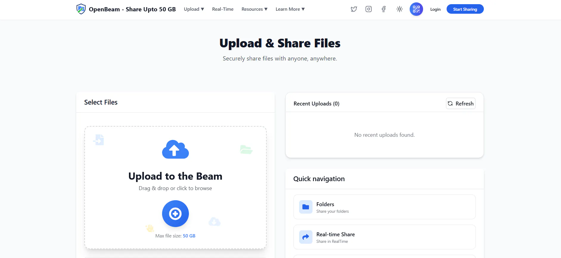 OpenBeam – Free File Sharing up to 50GB gallery image