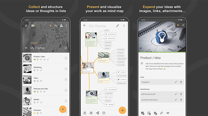 startuptile Mindz - Mind Mapping-Structure ideas in lists and visualize them as a mind map. 