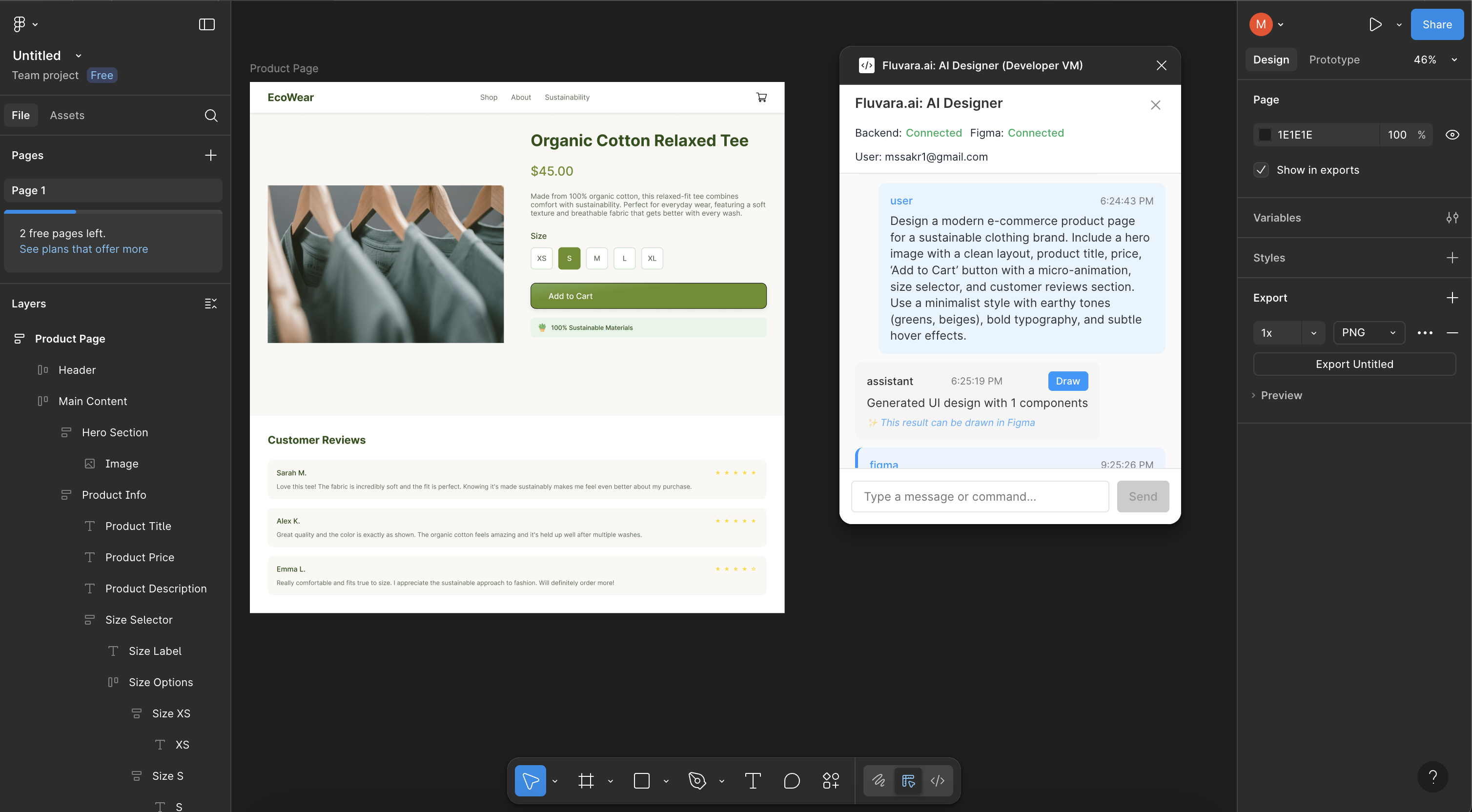 Mídia 5 de Fluvara.ai - Transforme os avisos em protótipos de figma em segundos com ai